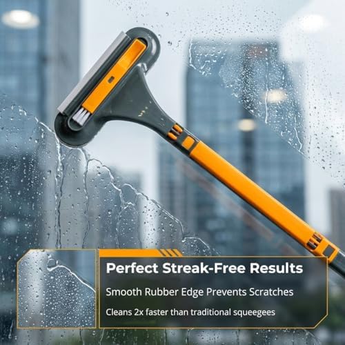 3-in-1 Window Screen Cleaning Brush, Extendable Mesh Screen Cleaner with Squeegee and Hidden Track Brush, Multi-Purpose Household Scrubbing Tool for High Windows, Glass Doors and Patio (Blue) - Image 4
