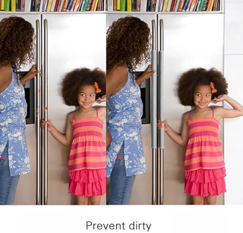 OUGAR8 Refrigerator Door Handle Covers Protective Electrical Kitchen Appliances Gloves Fridge Microwave Dishwasher Door Cloth Protector- Catches Drips,Smudges&Fingerprints Dust Covers (Gray Plush) - Image 5