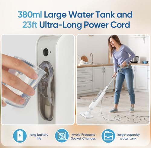 Steam Mop All-in-one Multi-Functional Powerful Steam Cleaner, Handheld Detachable Floor Steamer with 2 Steam Level, 380ML Water Tank & 23FT Power Cord for Whole Home Use - Image 6