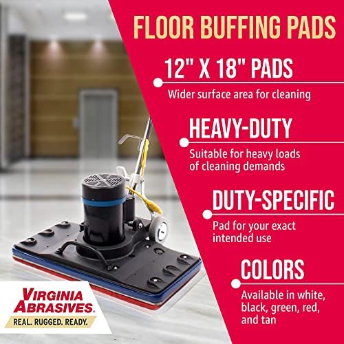 Green Floor Maintenance Pads, Scrubbing & Cleaning, 12" x 18" x 1", 5 Pack - Image 3