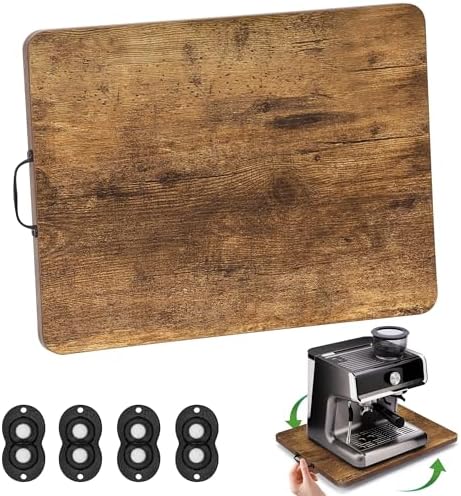 Appliance Slider, Sliding Tray for Coffee Maker, Coffee Pot Slider for Countertop, 360° Rolling Tray Appliance Slider for Kitchen Appliances- Rustic Brown (13” X 14”) by Fxacyem