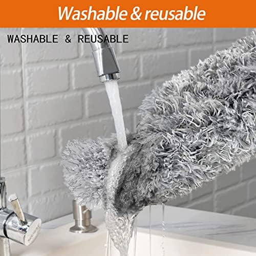Microfiber Feather Duster, High Ceiling Fans with 30-100 Inch Pole, Gray - Image 4