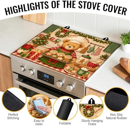 NYZE Christmas Electric Stove Top Cover Decorative Cooking Bear Stove Cover - Image 3