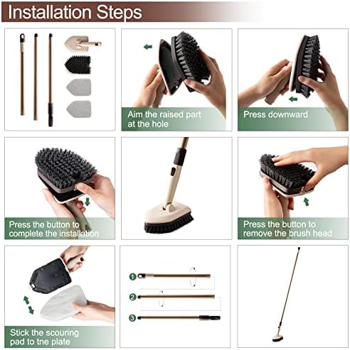 Eyliden Tub & Tile Scrubber Kit with Long Handle, 2 Different Cleaner Brush - Image 5