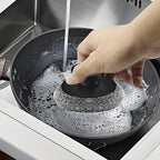Scrubber with Handle Comes with Three Replacement Balls Steel Wool, Short Handle Scrubber, Steel Wool Scrubber Supplies Dish Scrubber, Stainless Steel Scrubber Tool Metal Scrubber for Dishes - Image 5