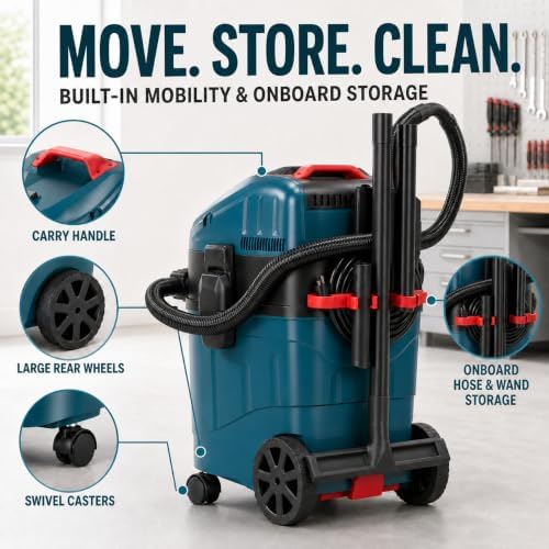 Dust Extractor, 9 Gallon 1400W 19KPA Wet Dry Vacuum Cleaner with Dual Cyclone Pre-Separator, HEPA Filter and 8.2 FT Anti-Static Hose for Wood Chips, Wood Shavings and Coarse Debris - Image 4