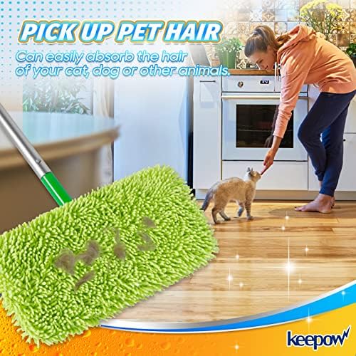 KEEPOW Reusable Mop Pads Compatible with Swiffer Sweeper Mop, Microfiber Dry Sweeping Cloths, Washable Wet Pads Refills Mopping Cloth Refills for Hardwood Floor Cleaning, 4 Pack - Image 5