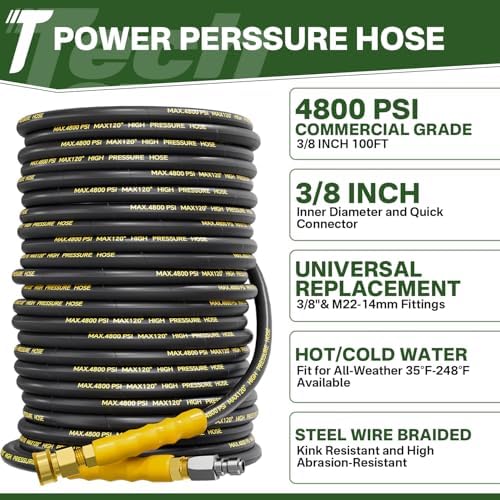 5000PSI Pressure Washer Hose and Gun, 3/8’’ Power Hose 50FT - Image 2