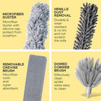 Microfiber Feather Duster with Extension Pole 100 Inches, (8 PCS), Cleaning Brush, Dusters for Cleaning High Ceilings, Cobwebs, Blinds, Cars, Reusable, Washable, Extendable, Ceiling Fan Cleaner Duster - Image 3