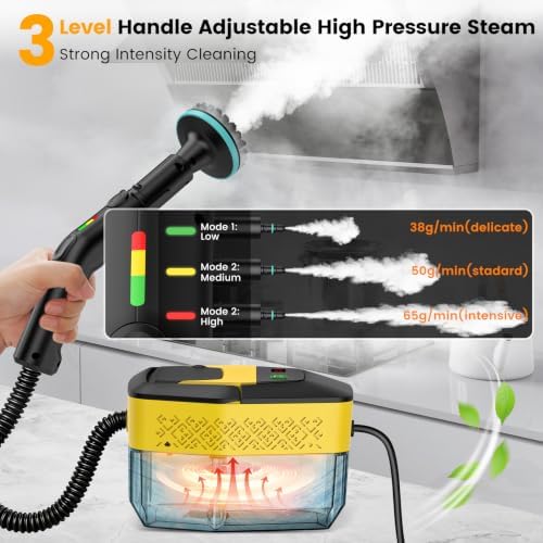 Steam Cleaner, Portable High Pressure Steamer for Cleaning with 18pcs ACC, 8s Heat-Up, 1.9QT Large Tank 3-Level Adjustable Handheld Steam Cleaner for Home Car Detailing, Grout, Bathroom, Furniture - Image 3