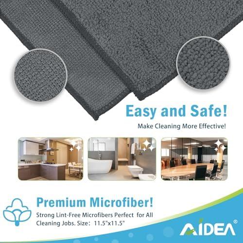 AIDEA Microfiber Cleaning Cloth Grey 12PK, Microfiber Towels,11.5×11.5" - Image 7