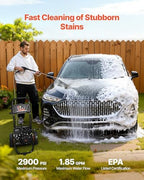 VEVOR Gas Pressure Washer 2900 PSI and 1.85 Max GPM, Upgrade Aluminum Pump with Spray Gun and Wand, 4 Nozzle Set, Gas Powered Pressure Washer for Cars, Fences, Driveways, Homes, Patios, Furniture - Image 2