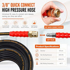 LIULO TOOL 100 FT Pressure Washer Hose with 3/8" Quick Connect, 4000 PSI Kink Resistant High Tensile Wire Power Washer Hose - Image 3