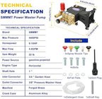 Pressure Washer Pump Max 4400 PSI 4 GPM, 1" Shaft Horizontal Gas Power Washer Pump Replacement, Direct Drive Triplex Plunger Replacement Pump with Pressure Adjustment Unloader - Image 6