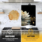 NYZE Stove Top Cover for Electric Stove 28x20 Inch Silicone Stove Topper & Protector, Scratch-Resistant Decorative Kitchen Mat for Electric/Glass Stove Top (White Lotus Water) - Image 6