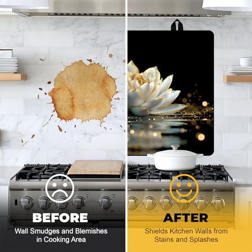 NYZE Stove Top Cover for Electric Stove 28x20 Inch Silicone Stove Topper & Protector, Scratch-Resistant Decorative Kitchen Mat for Electric/Glass Stove Top (White Lotus Water) - Image 6