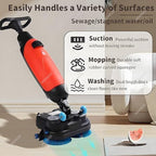 17" Commercial Floor Scrubber Machine with Double Brush Disc Battery-Powered Multi-Functional Floor Buffer Machine 360°Rotation,13000 sqft,360RPM Motor,1-Gal Clean Tank Red - Image 7
