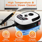 Steam Cleaner for Home, 1000ml Portable Steamer for Cleaning with 3 Brush Heads, 6-Level Adjustable and 15s Heat-Up, Handheld Steam Cleaner for Home, Car, Tile, Dirt, Grout, Floors, Couches, Grout - Image 3