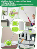 2 in 1 Lightweight Wall Cleaner Mop with Long Handle 75" 190cm Ceiling Duster Lint-Free Chenille Fiber Mop for Kitchen Baseboard Floor Glass Window Roof Cleaning Washer Scrubber Brush Tool Wet Dry Use - Image 6