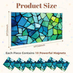 6 Pcs Fluorescent Light Covers for Ceiling Lights abstract stained glass mosaic blue green Magnetic Decorative Shade Filters 4x2 ft for Classroom Office Hospital Decor - Image 2