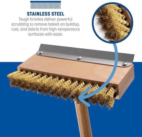 SPARTA Oven Brush and Scraper with Handle and Brass Wire Bristles for Cleaning High Temperature Surfaces, 8.5" Brush, 1 Count - Image 3