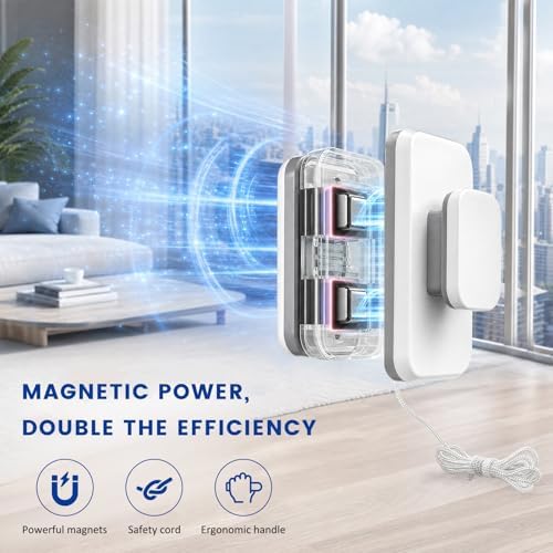 Magnetic Windshield Cleaner Tool Set, Double-Sided Car Window Cleaner with Rope for 3-10mm Thickness Glass, Multi-Purpose Outside & Inside Windshield Cleaning Tool for Vehicles - Image 4