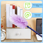 Vesici 100 Pcs Duster Refills Compatible with Swiffer Dusters Bulk Disposable Replacement Thickened with 1 Handle Heavy Duty for Cleaning, Office (Purple and Pink) - Image 2