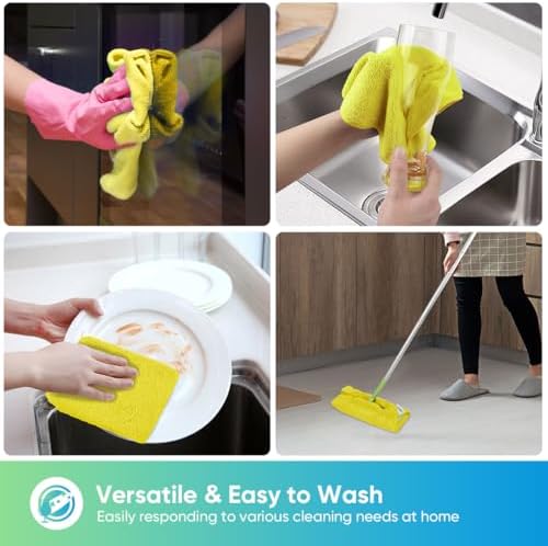 HOMEXCEL Yellow Microfiber Cleaning Cloth, 24 Pack Premium Microfiber Towels for Cars, Lint Free, Highly Absorbent, Reusable Cleaning Rags for Car, Household, Kitchen, Window, 11.5"X11.5" - Image 4