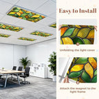 6 Pcs Fluorescent Light Covers for Ceiling Lights Stained glass seamless texture leaf for window colored glass 3d Magnetic Decorative Shade Filters 4x2 ft for Classroom Office Hospital Decor - Image 7