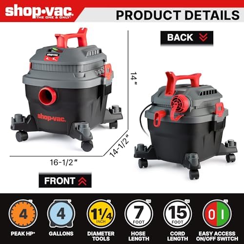 Shop-Vac 5430096 4 Gallon 4 Peak HP Wet/Dry Vacuum with Blower Function - Image 3