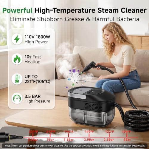 Steam Cleaner, 54oz Steamer for Cleaning, 16-Pcs Set for Home, Car - Image 2