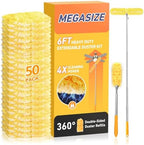 6 ft Long Handle Extendable Duster with 50 Refills for Swiffer Duster, Heavy Duty 360° Microfiber Dusting Kit for High Ceilings, Ceiling Fans, Tall Windows, and Hard-to-Reach Areas by NONSTOP