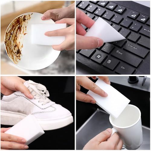 (50 Pack) Eraser Sponge SmilePowo Maigc Cleaning Sponge Eraser Melamine Sponges in Bulk Boat Eraser Multi Surface Scrubber Foam Cleaning Pads - Bathtub, Floor, Baseboard, Bathroom, Wall Cleaner - Image 3