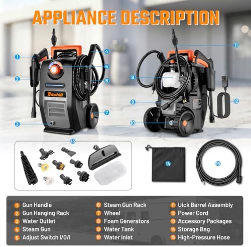 This Hill 2-in-1 Pressure Washer and Steam Cleaner, 3000 PSI 2 GPM - Image 4