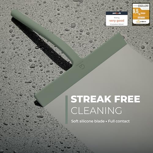 GÜTEWERK Silicone Shower Squeegee with 3-in-1 No-Drill Mount, Green, 9'' - Image 2