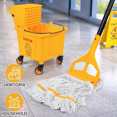(1PK) Commercial Mop Head Replacement 16 oz, Heavy Duty Wet Industrial Mop Refills for Floor Cleaning, Cotton, String, Loop-Ended, 4.5” Headband, Janitor Supplies - Image 3