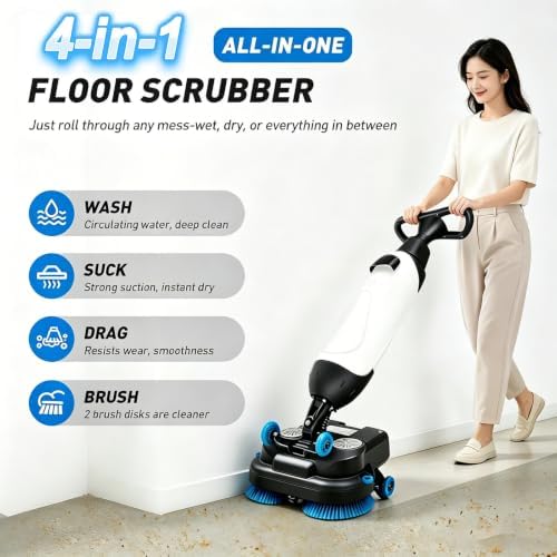 Commercial Floor Scrubber Machine, 17in Electric Buffer Polisher, - Image 2