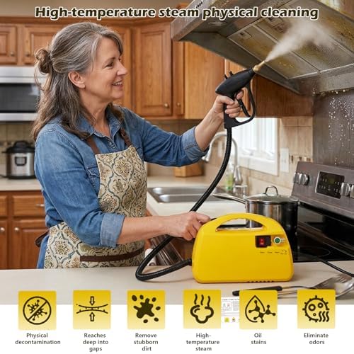 steam cleaner,Tankless Steam Cleaner for Home, Handheld Steamer for Cleaning, Car & Furniture – Portable Handheld Steamer with Instant Steam & Trigger Control (Yellow handheld) - Image 3