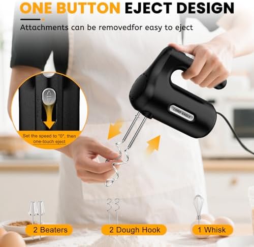 Lord Eagle 5-Speed Small Hand Mixer Electric, 300W Compact Portable, Black - Image 6