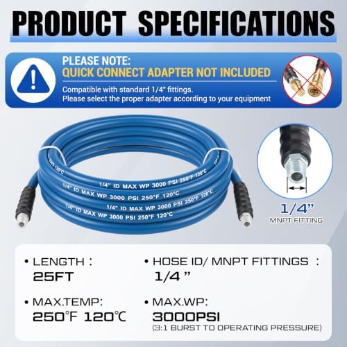 1 Pcs 1/4" X 25' Blue Carpet Cleaning Solution Hose, Regular - Image 2