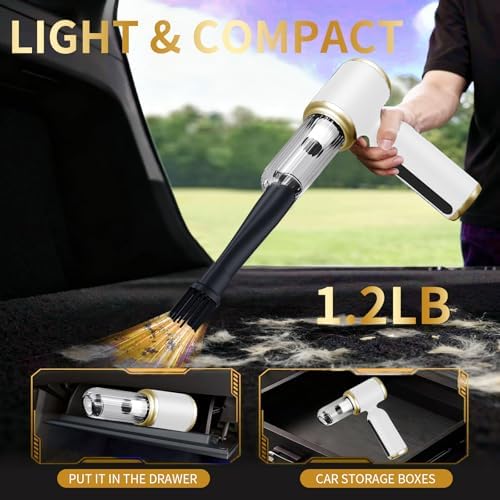 2 in 1 Handheld Car Vacuum Portable Cordless, 2 Speed Handheld Vacuum 20000PA High Power Air Blower & Pump & Air Duster, Mini Hand Held Vacuum Rechargeable for Home, Car, Office, Pet Hair - Image 6