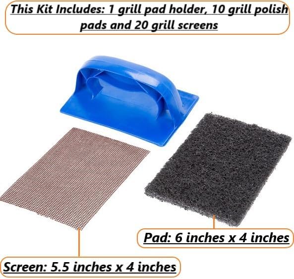 (31 Pieces) Grill & Griddle Cleaning Kit with Screen/Pad Holder, 10 Polish Pads, 20 Cleaning Screens and Heat-Resistant Holder for Safe and Efficient Griddle Cleaning (31 Pads,Screens & PadsHolder) - Image 3