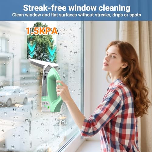Kiato Window Vacuum Squeegee Cordless, Electric Window Vac, Rechargeable Window Cleaner with Spray Bottle, for Cleaning Windows, Mirrors, Glass, 2200mA, WC10 - Image 3