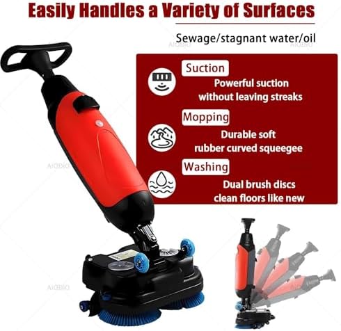 Commercial Walk Behind Floor Scrubber, Portable, 2x250W Brush Power, Dual 4L+7L Tanks, 1200㎡/h Coverage, for Home Office (Grey) - Image 7