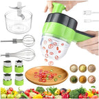 Electric Vegetable Slicer Set Vegetable Cutter 4 in 1 Portable, Rechargeable, Wireless Food Processor & Chopper Machine Mixer Food Slice for Home Kitchen Garlic Pepper Chili Onion Celery Ginger Meat by TOGETDREAM