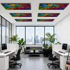 6 Pcs Fluorescent Light Covers for Ceiling Lights Multi color Colorful glowing stained glass Abstract stained glass Magnetic Decorative Shade Filters 4x2 ft for Classroom Office Hospital Decor - Image 6