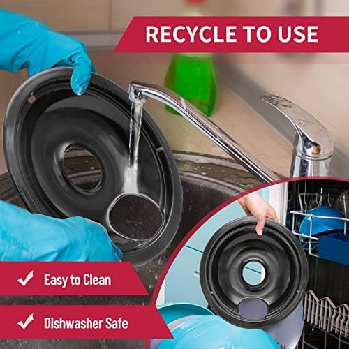 Stove Drip Pan for Electric Stove Top, Compatible with Frigidaire 10% Energy Save by Enamel Spraying Prevent Bending and Rust Includes a Set of 4 Oven Burner Drip Pans, Black - Image 5