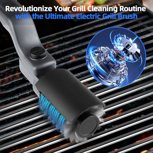 Upgraded Electric Grill Brush, Cordless Rechargeable Grill Cleaning Brush with Adjustable Angle, Stainless Steel Brush Head, 3-Speed Power, 90-Min Runtime, Waterproof Cleaner for BBQ Grates (Gray) - Image 2