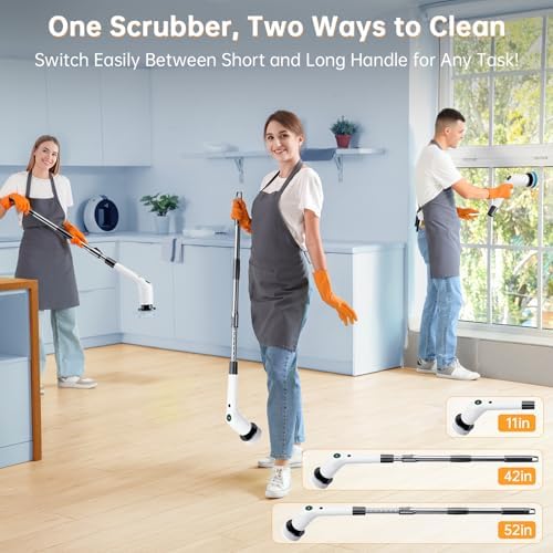 PUFTEM Electric Spin Scrubber, Cordless Shower Scrubber, Adjustable Handle - Image 5