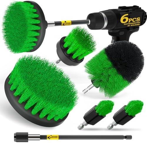 Holikme 6Pc Drill Brush Set - Scrub Brushes with Extension for Home Clean by Holikme